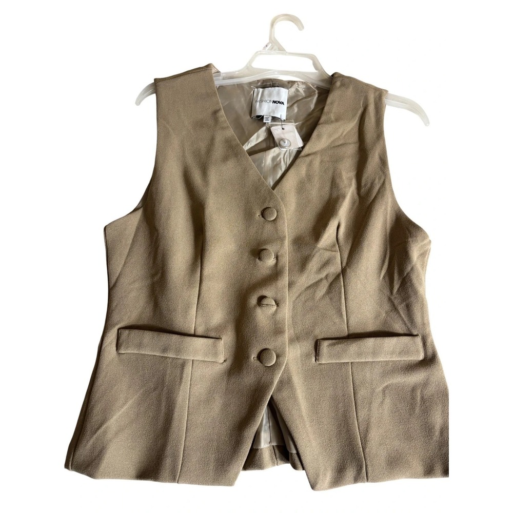 Fashion Nova Work Blaze Business Vest Top Set of 2 Womens Medium Black Tan Lined - Picture 5 of 10